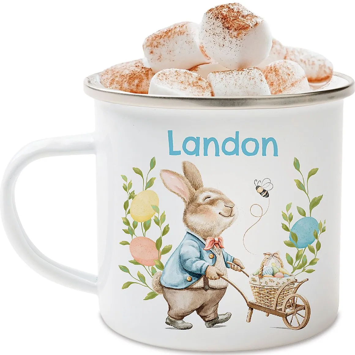 Easter Bunny in Blue Coat Personalized Camp Mug