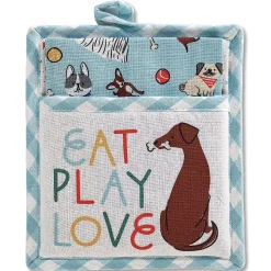 Eat, Play, Love Pot Holder & Towel Set