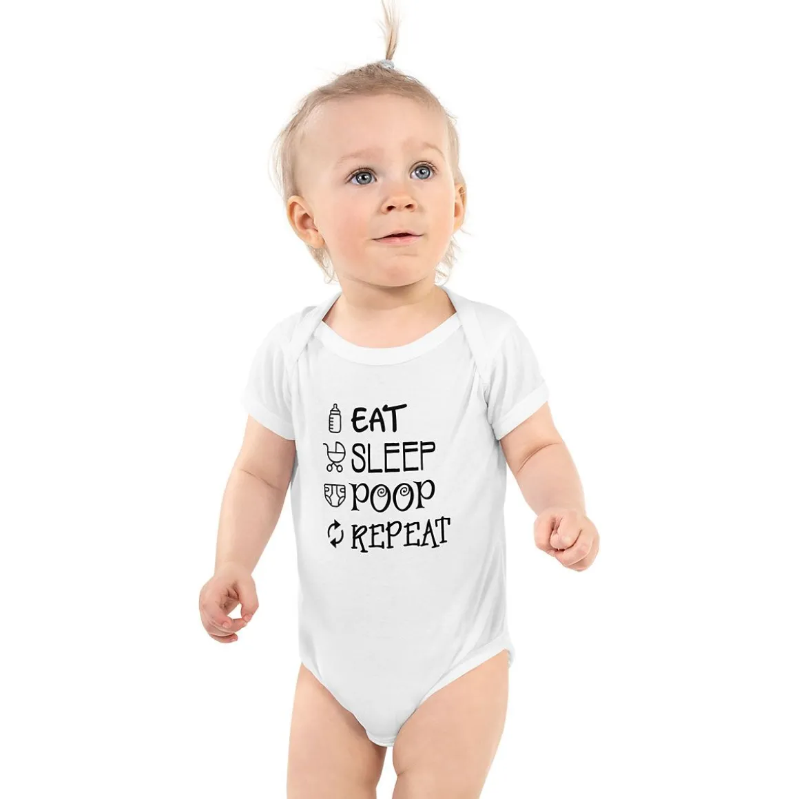 Eat Sleep Poop Repeat Baby Bodysuit Romper