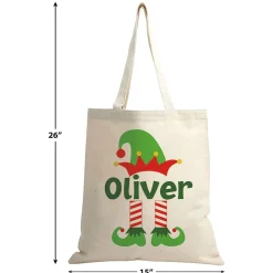 Elf Christmas Personalized Canvas Tote