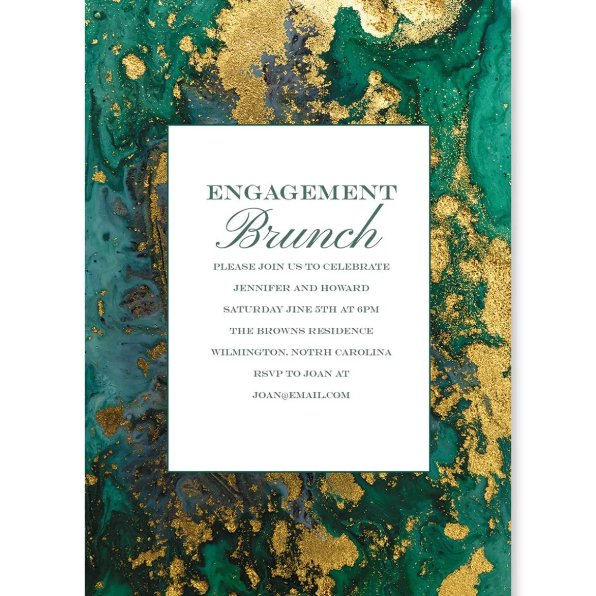 Emerald & Gold Agate Personalized Invitations