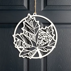 Fall Leaf with Family Name Door Personalized Plaque