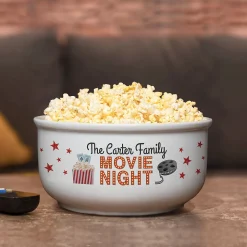 Family Movie Night Personalized Popcorn Bowl
