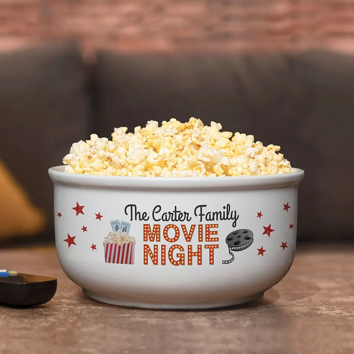 Family Movie Night Personalized Popcorn Bowl
