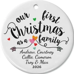 First Christmas as a Family Ceramic Personalized Christmas Ornament
