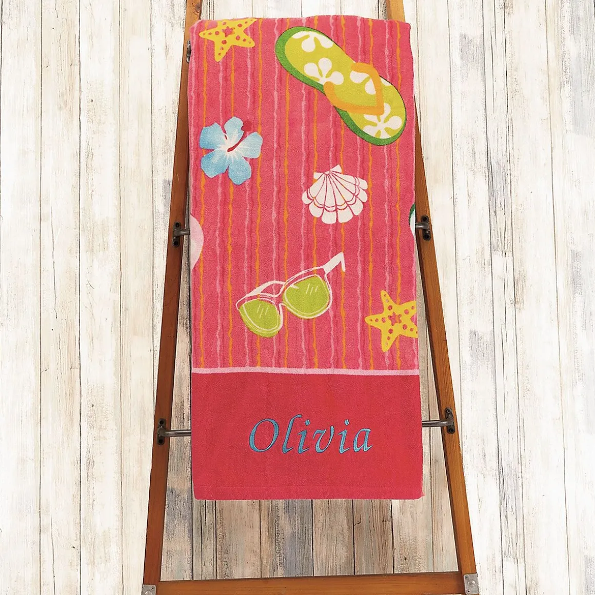Flip Flop Flowers Personalized Towel