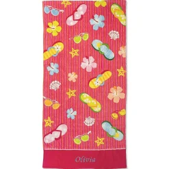 Flip Flop Flowers Personalized Towel