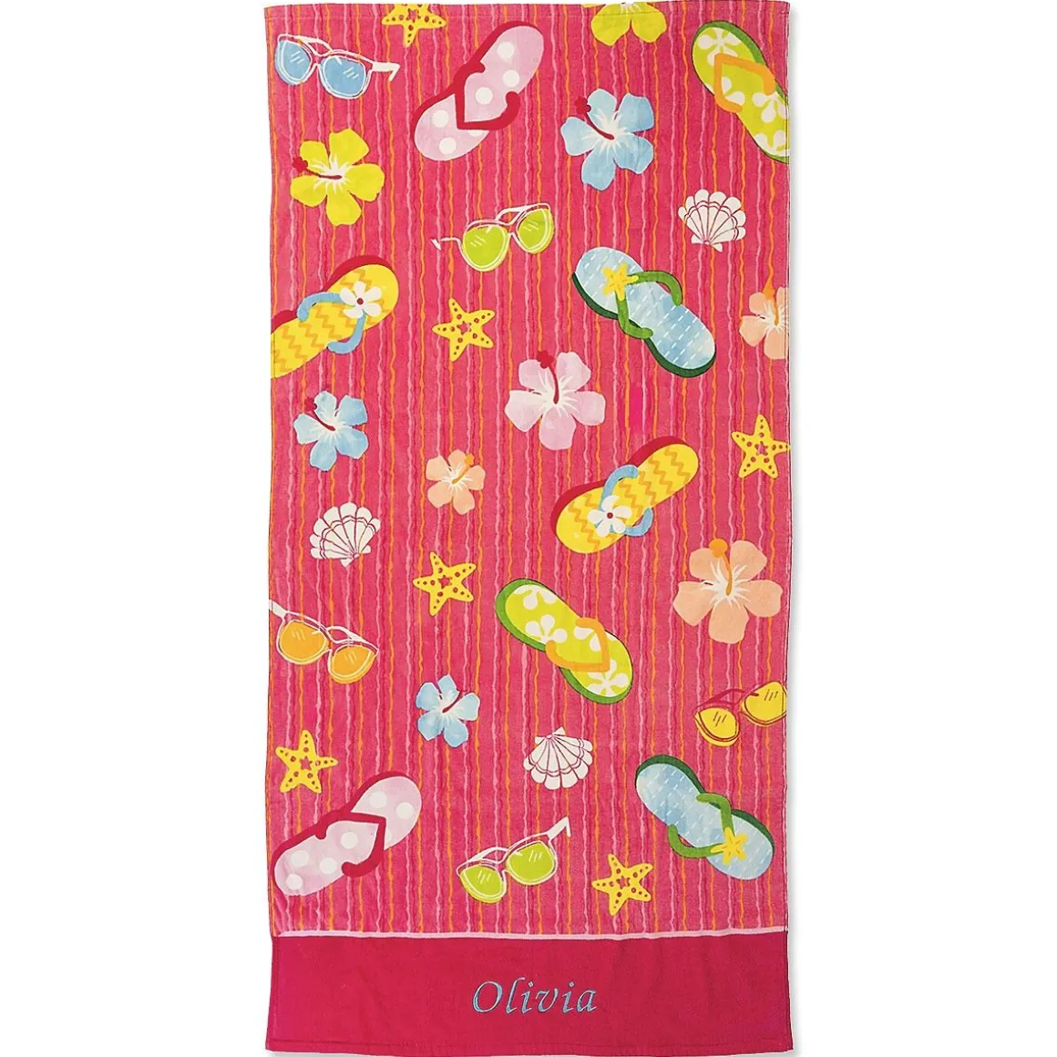 Flip Flop Flowers Personalized Towel