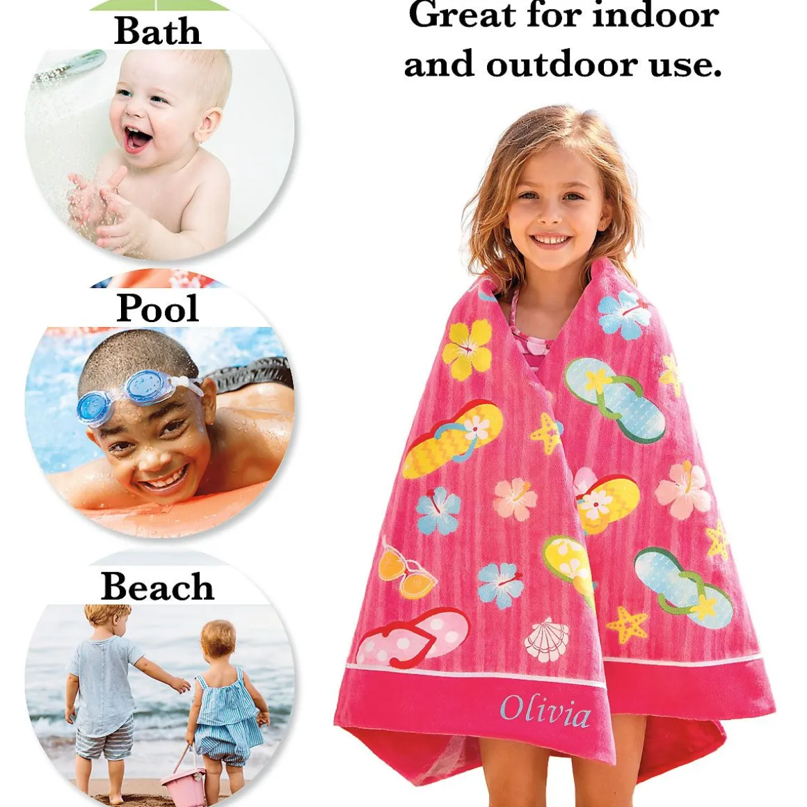 Flip Flop Flowers Personalized Towel