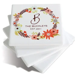 Floral Ceramic Personalized Coasters