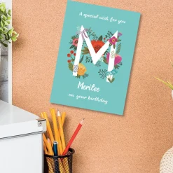 Floral Initial Personalized Birthday Card