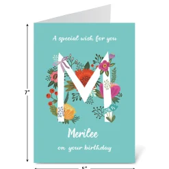 Floral Initial Personalized Birthday Card