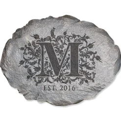 Floral Initial Personalized Garden Stone