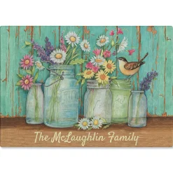 Flower Jars Personalized Glass Cutting Board By Susan Winget
