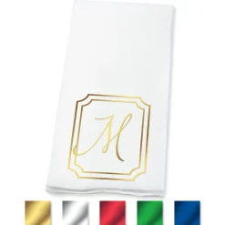 Frame Initial Foil Stamped Disposable Hand Towels