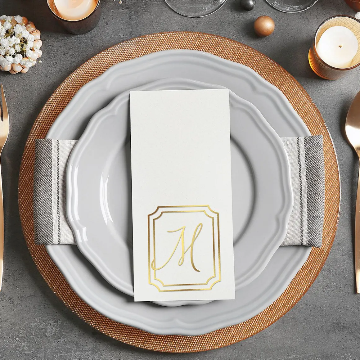 Frame Initial Foil Stamped Disposable Hand Towels