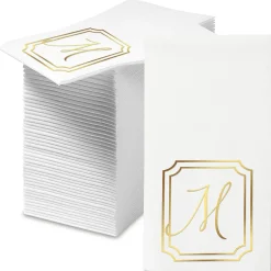 Frame Initial Foil Stamped Disposable Hand Towels