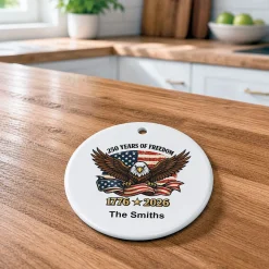 Freedom Eagle Personalized Round Ornament