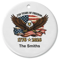 Freedom Eagle Personalized Round Ornament