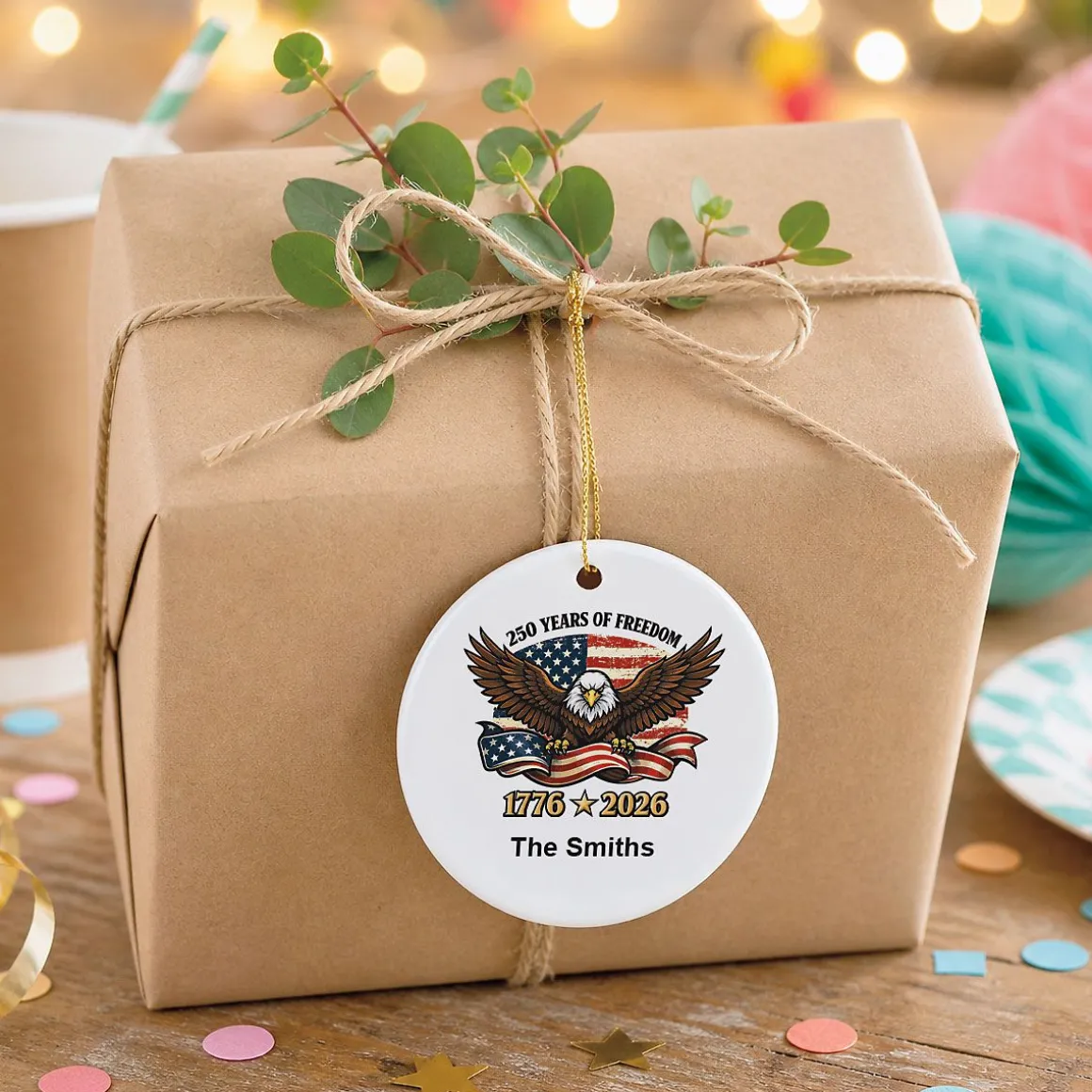 Freedom Eagle Personalized Round Ornament