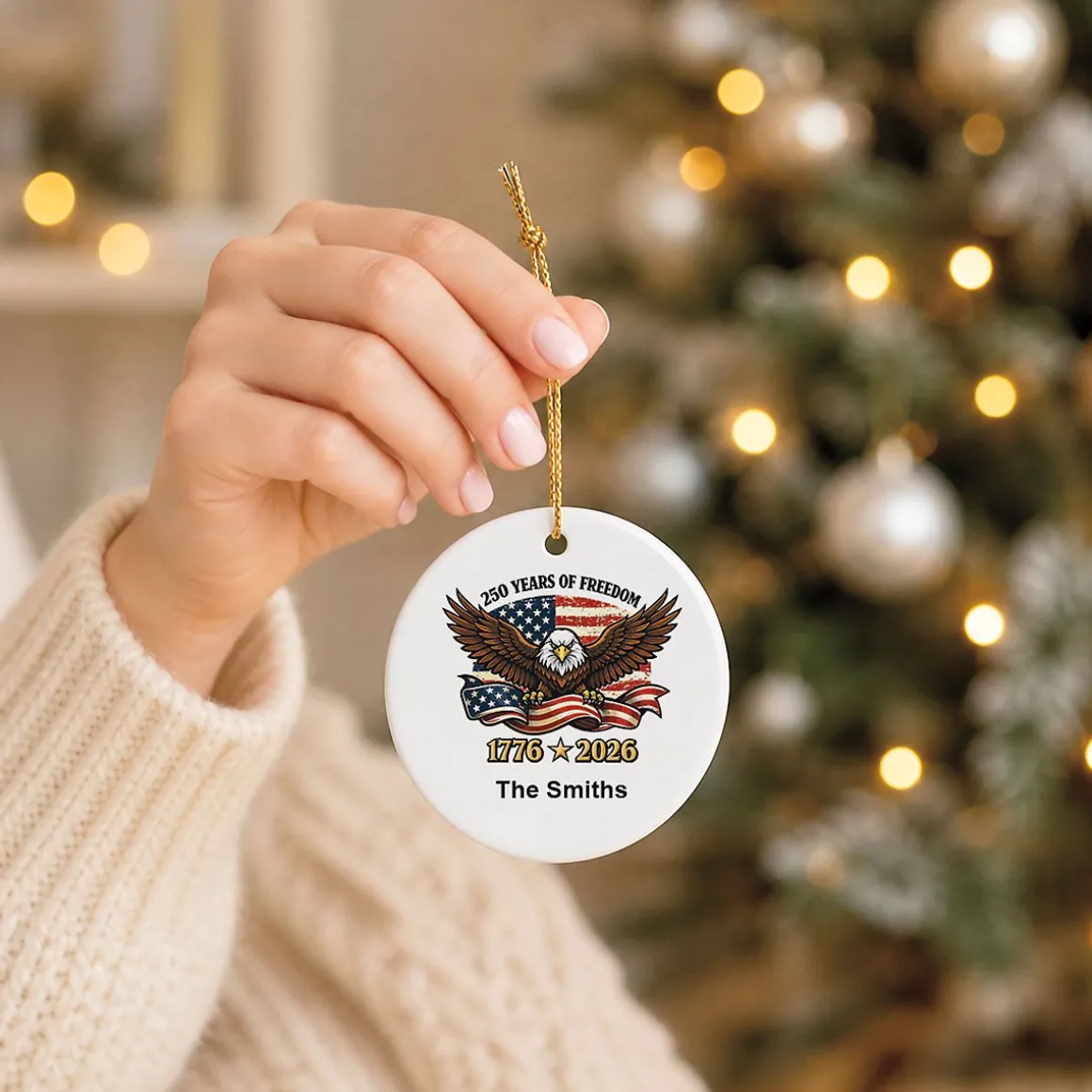 Freedom Eagle Personalized Round Ornament