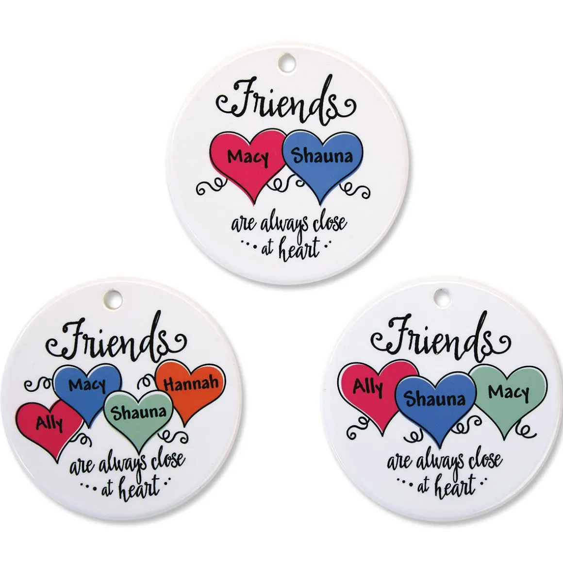 Friends Close At Heart Personalized Porcelain Ornament