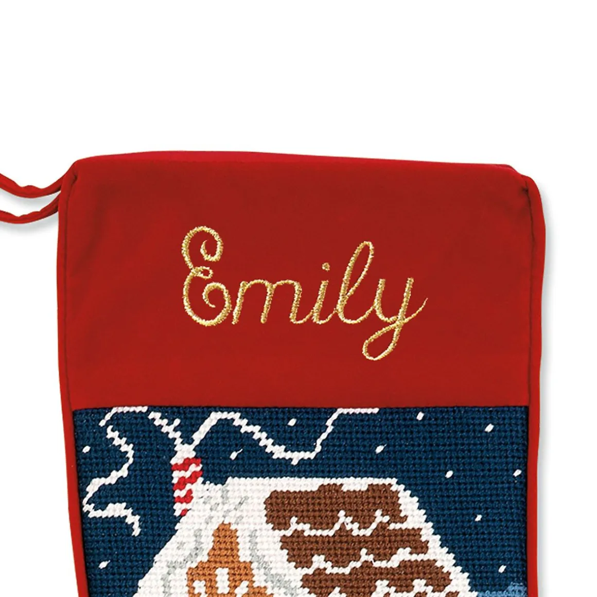 Gingerbread Needlepoint Personalized Christmas Stocking