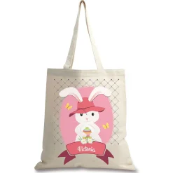 Girl Bunny Personalized Canvas Tote