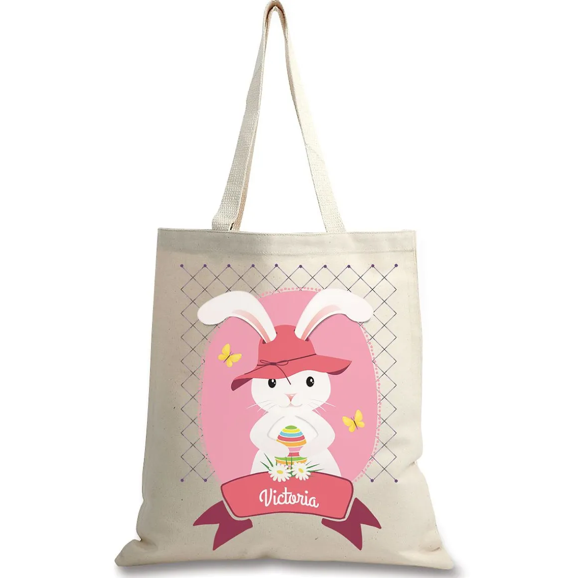 Girl Bunny Personalized Canvas Tote