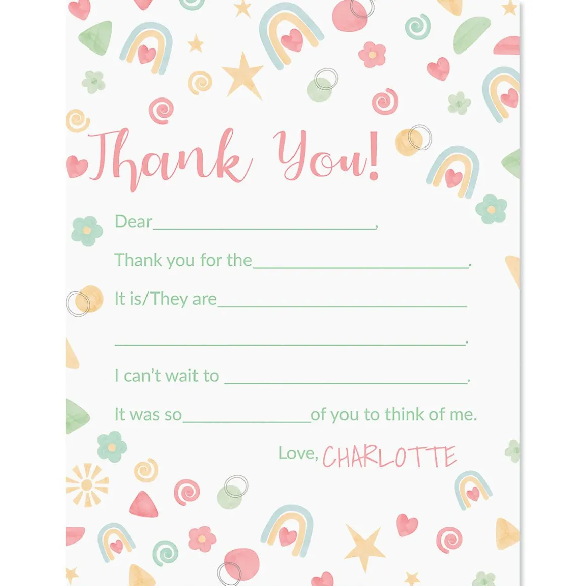 Girls Thank You Correspondence Cards