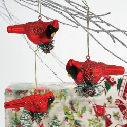 Glass Cardinals Ornaments