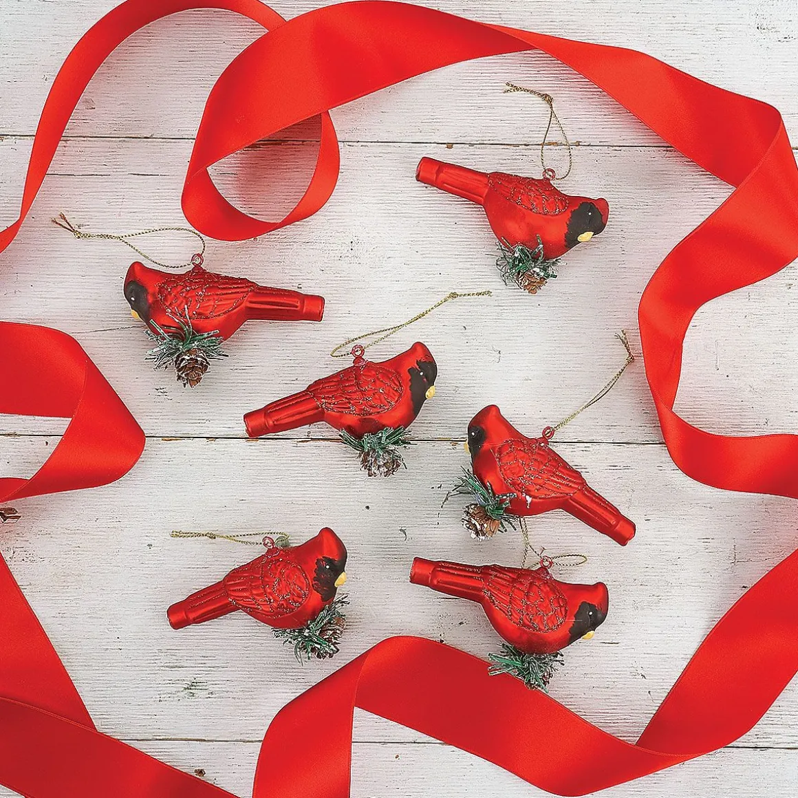 Glass Cardinals Ornaments