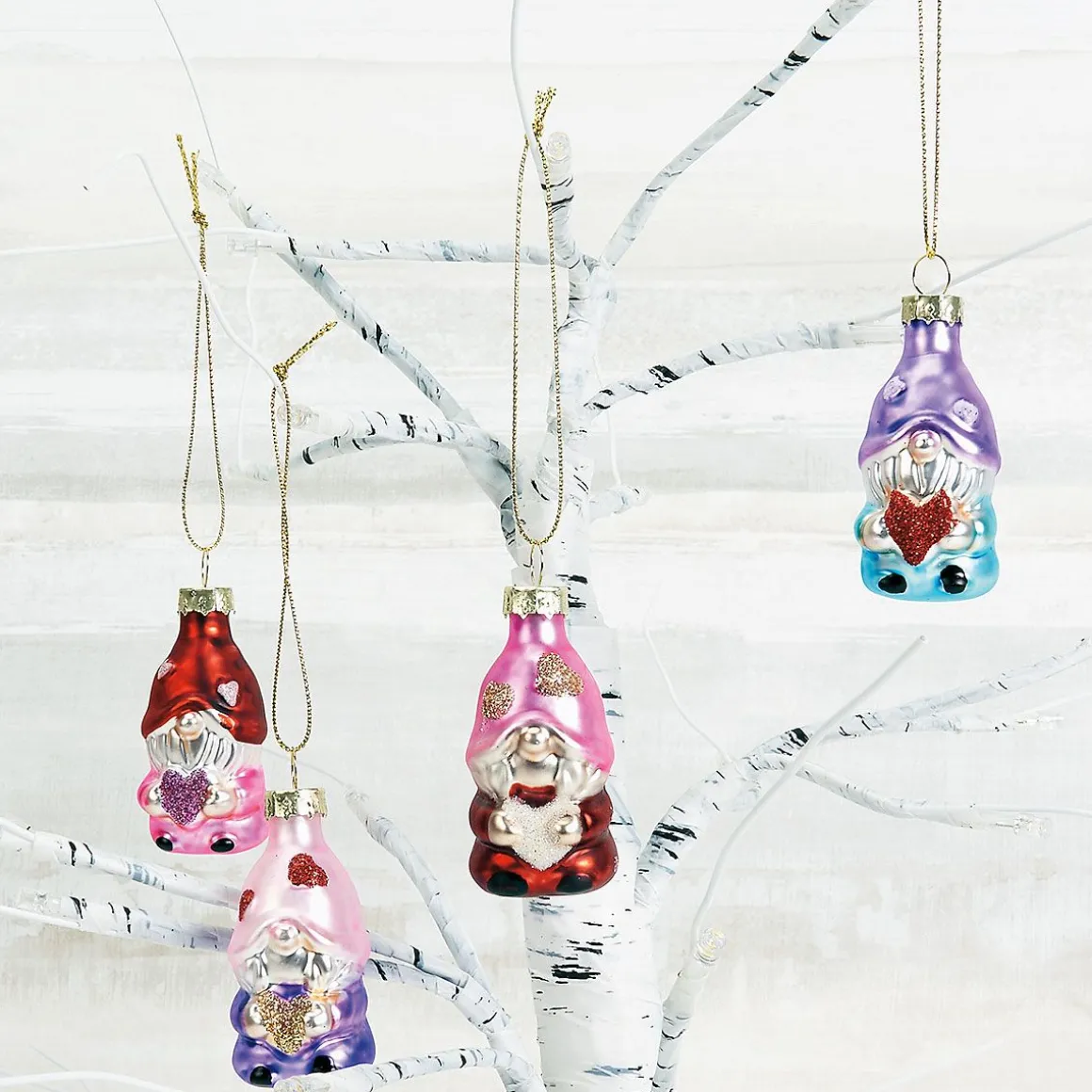 Glass Gnome Valentine Ornaments