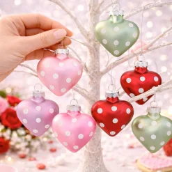 Glass Heart Dots Ornaments