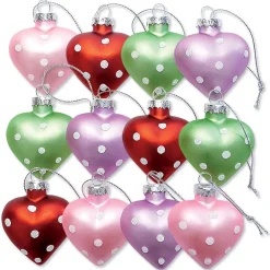 Glass Heart Dots Ornaments