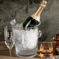 Glass Ice Monogrammed Bucket