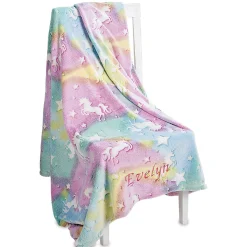 Glow in the Dark Personalized Unicorn Throw