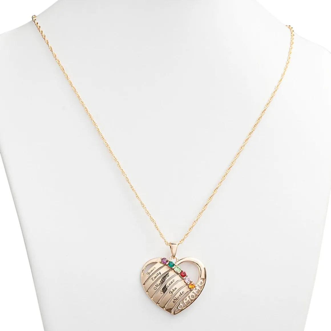 Gold Heart Family Personalized Necklace