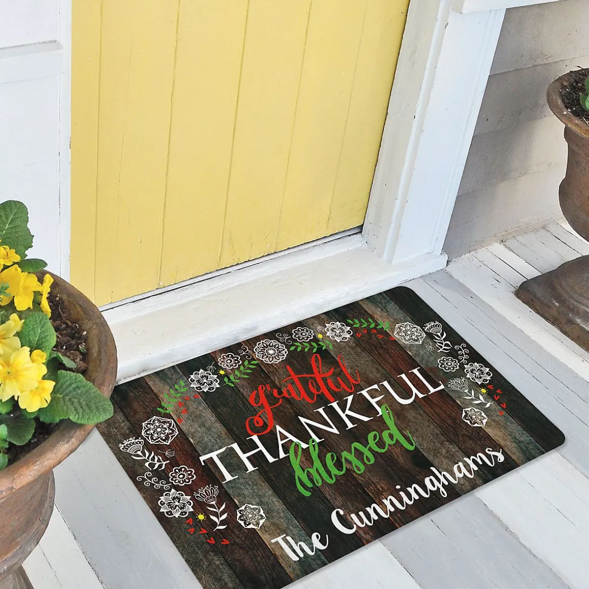 Grateful Personalized Thanksgiving Doormat