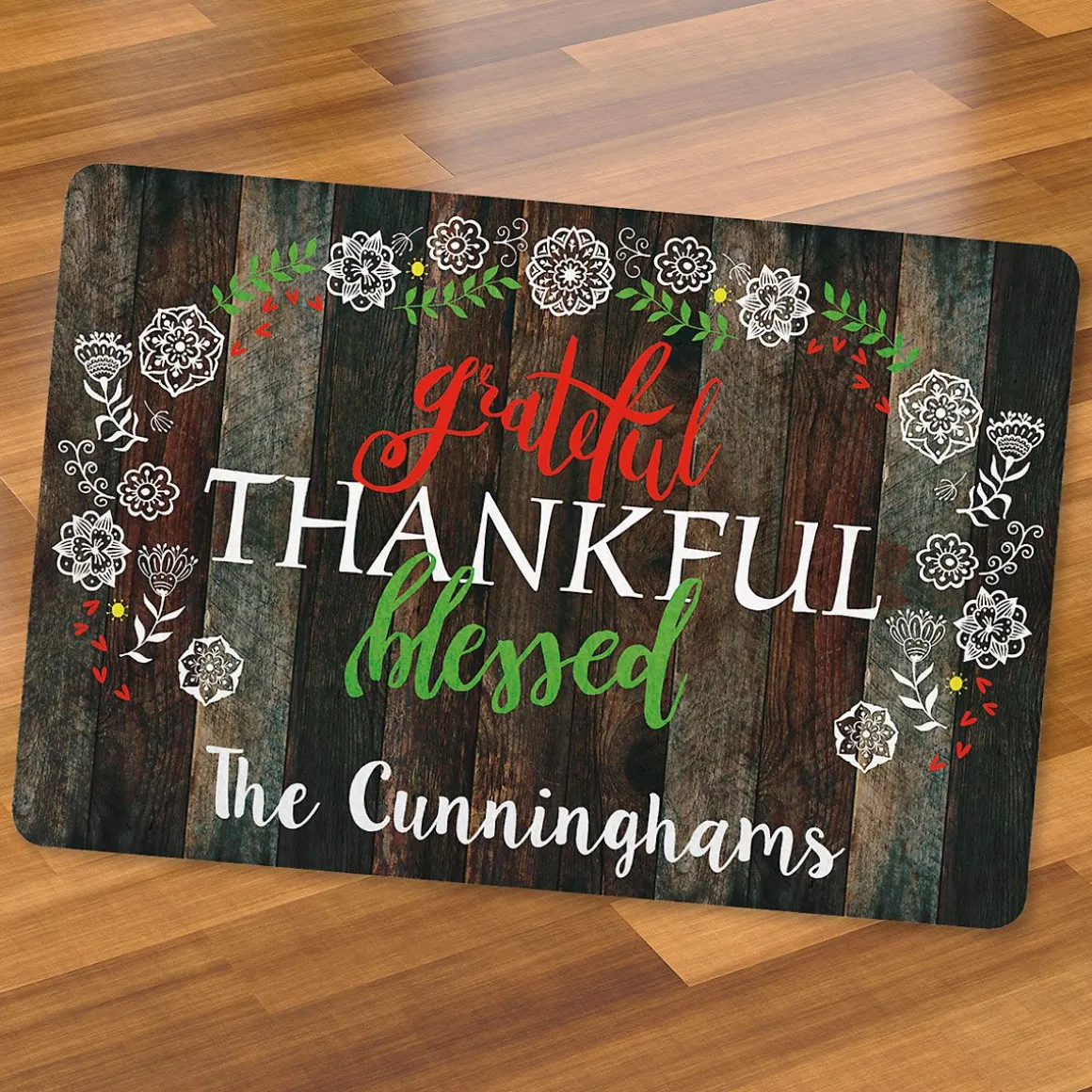 Grateful Personalized Thanksgiving Doormat