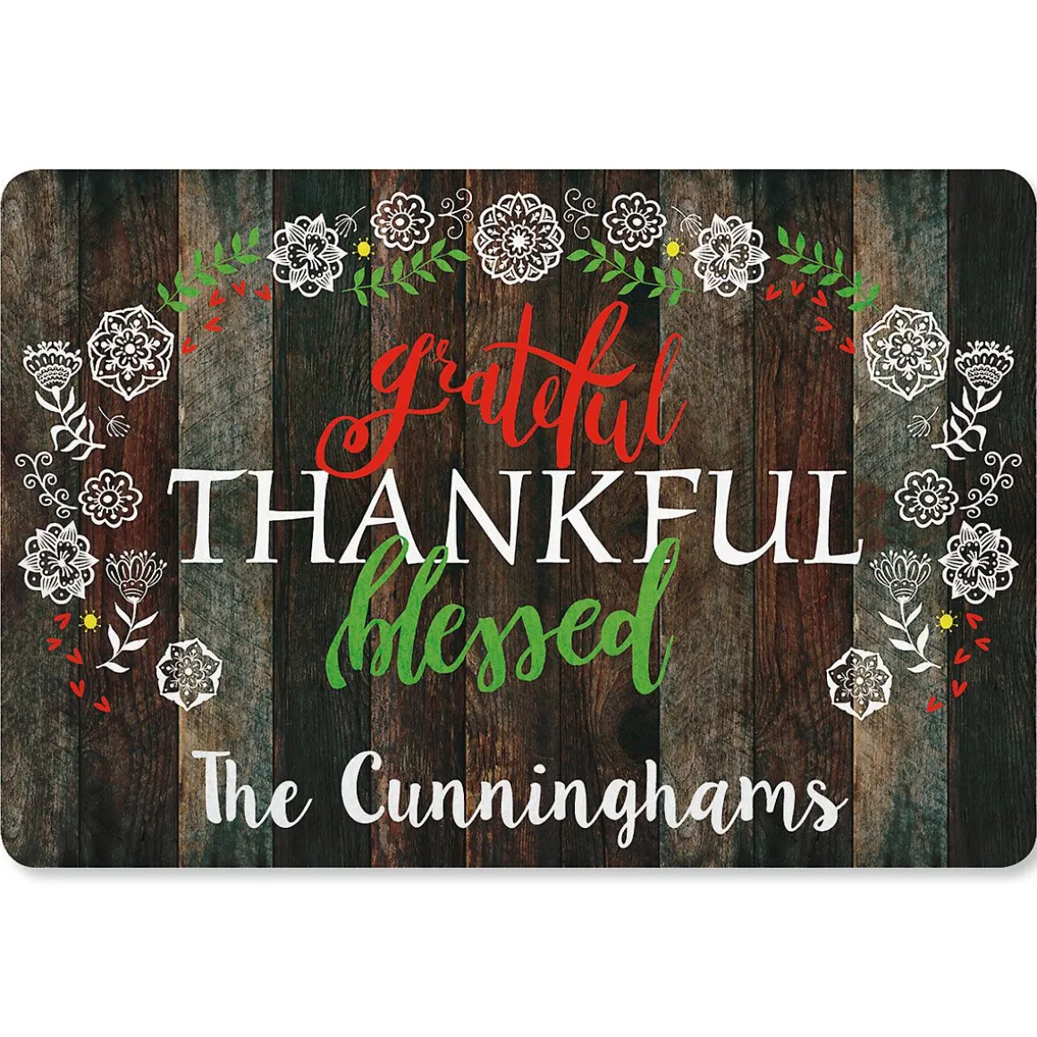 Grateful Personalized Thanksgiving Doormat