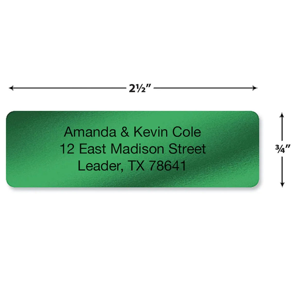 Green Foil Rolled Address Label