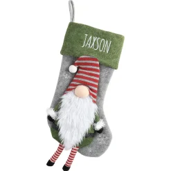 Green Gnome Character Personalized Christmas Stocking