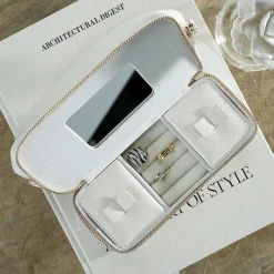 Grey Dual Travel Jewelry Monogrammed Case