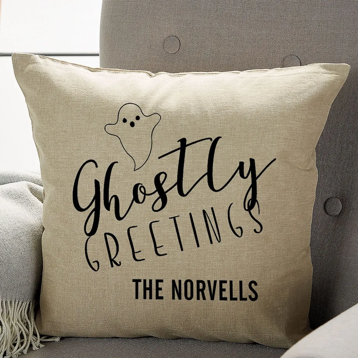 Halloween Ghost Personalized Pillow by Designer Jillian Yee-Pham