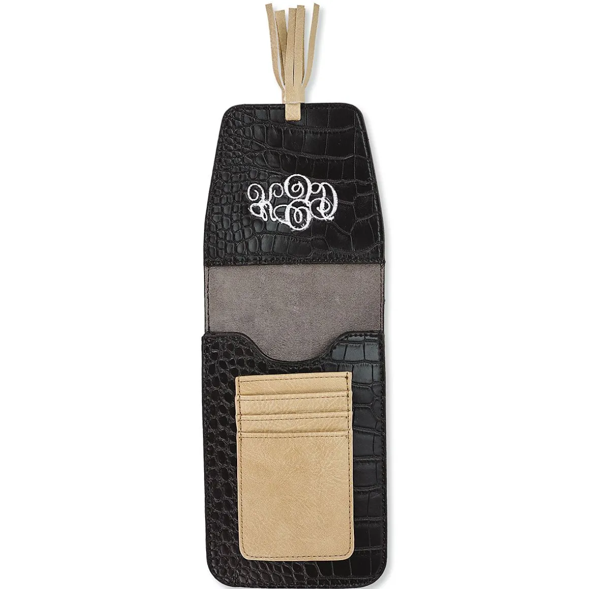 Harper Black Croc/Bone Personalized Crossbody Bag