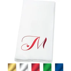 Heart Initial Foil Stamped Disposable Hand Towels