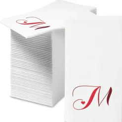 Heart Initial Foil Stamped Disposable Hand Towels