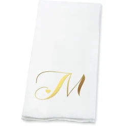 Heart Initial Foil Stamped Disposable Hand Towels