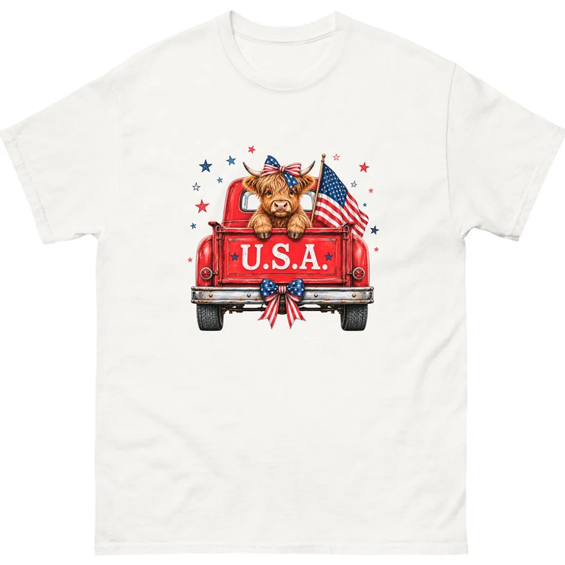 Highland Cow in Truck Adult T-Shirt